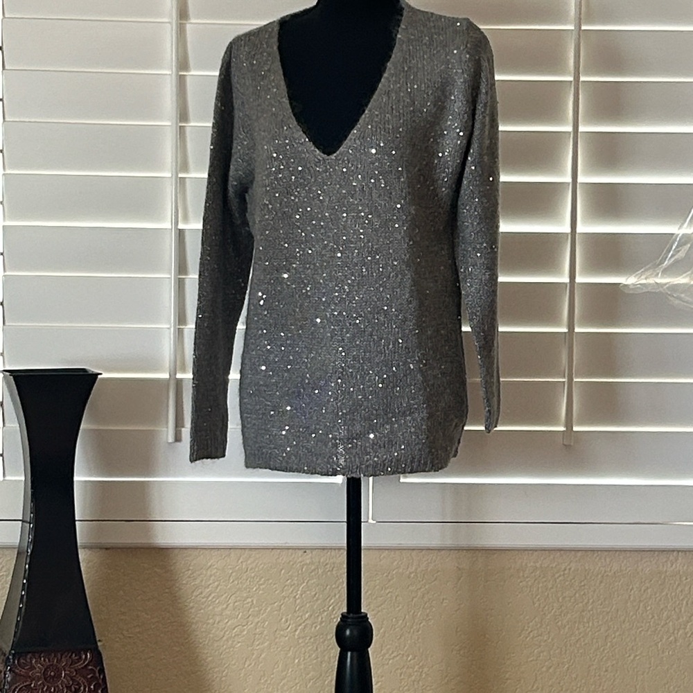 Joe Fresh Silver V-Neck Sweater